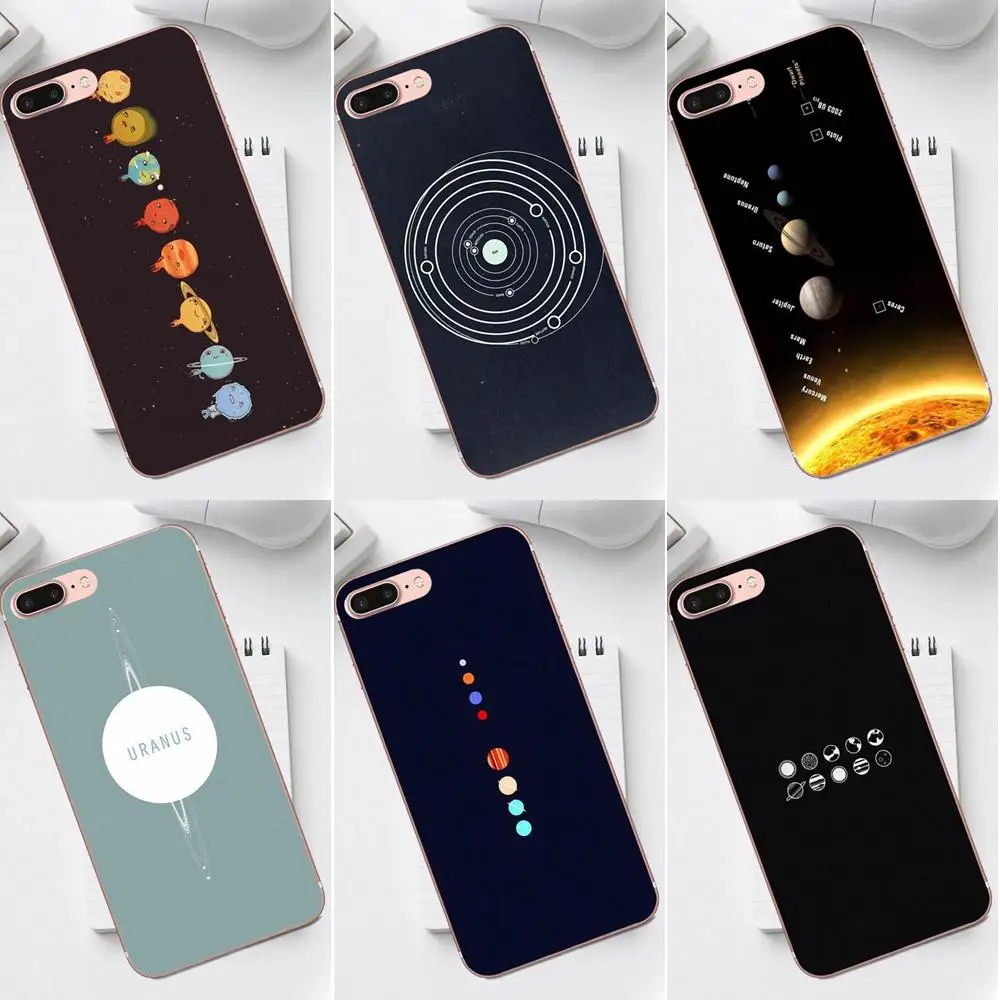 

TPU Cute Case For iPhone 4 4S 5 5C SE 6 6S 7 8 Plus X XS Max XR Galaxy A3 A5 J1 J3 J5 J7 2017 Minimalistic Planets Solar System