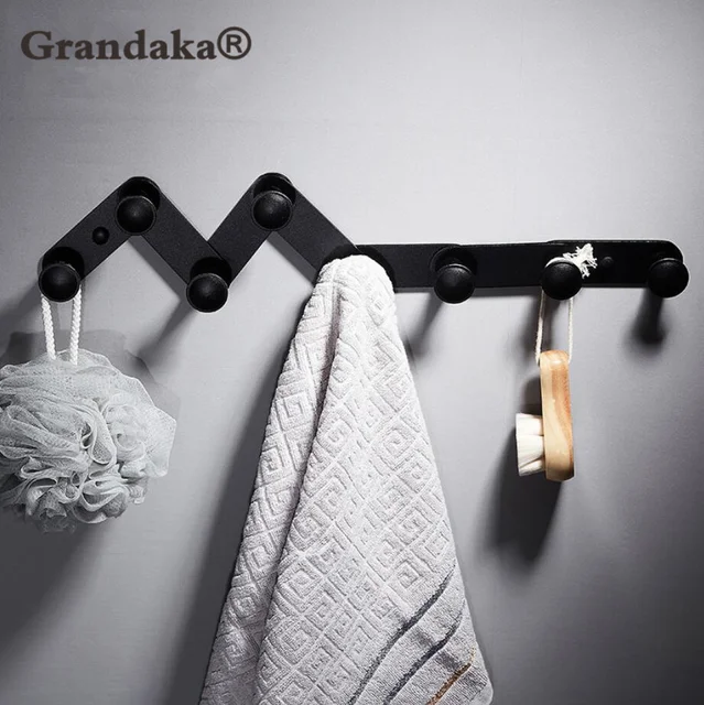 Black Antique Finish Bathroom Towel Hook Wall Door Hanger Black Antique Finish Bathroom Towel Hook Wall Door Hanger Clothes Robe Multi Function Telescopic 4 6 8 Hooks
