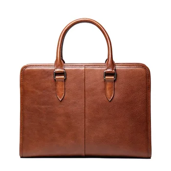 

New men's leather portable briefcase, vegetable tanned leather large capacity computer bag leather shoulder Messenger bag