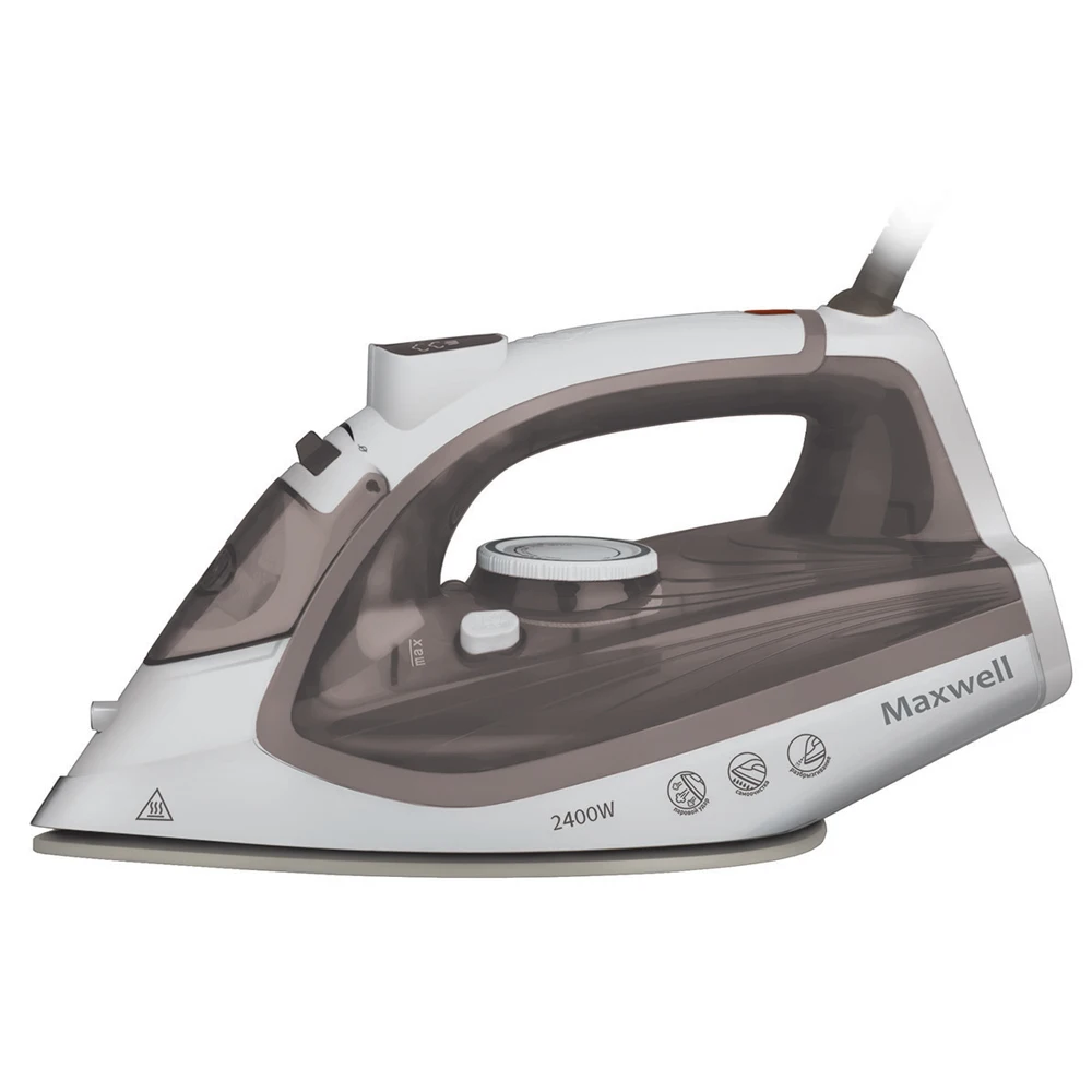 Утюг MAXWELL MW-3047 ВN (Мощность 2400 Вт, емкость для воды 260 мл, паровой удар, вертикальное отпаривание, самоочистка, керамическое покрытие подошвы)