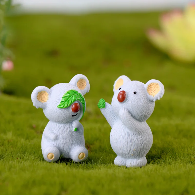 Серая игрушка медведь из смолы модель животного миниатюрные Мультяшные фигурки