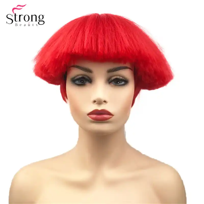 Strongbeauty Korotkij Sinteticheskij Parik S Bobom Shinel Pricheska Krasnaya Chasha Strizhka Krasnye Chernye Svetlye Belye Pariki Sinteticheskie Pariki Bez Setochki Aliekspress