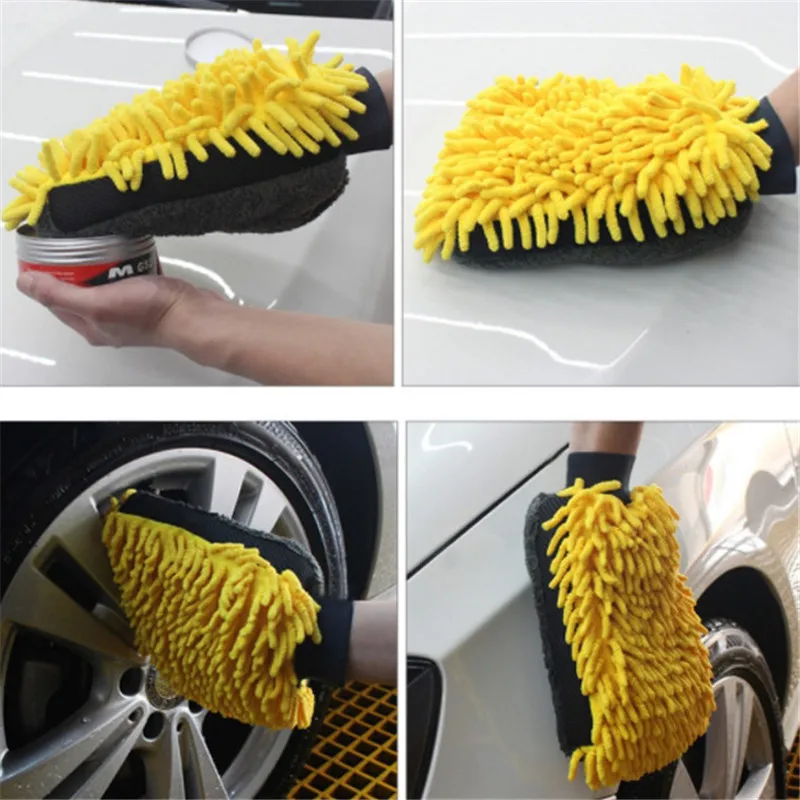 Chenille Waterproof Double sided Car Wash Gloves Towel Cleaning Brush