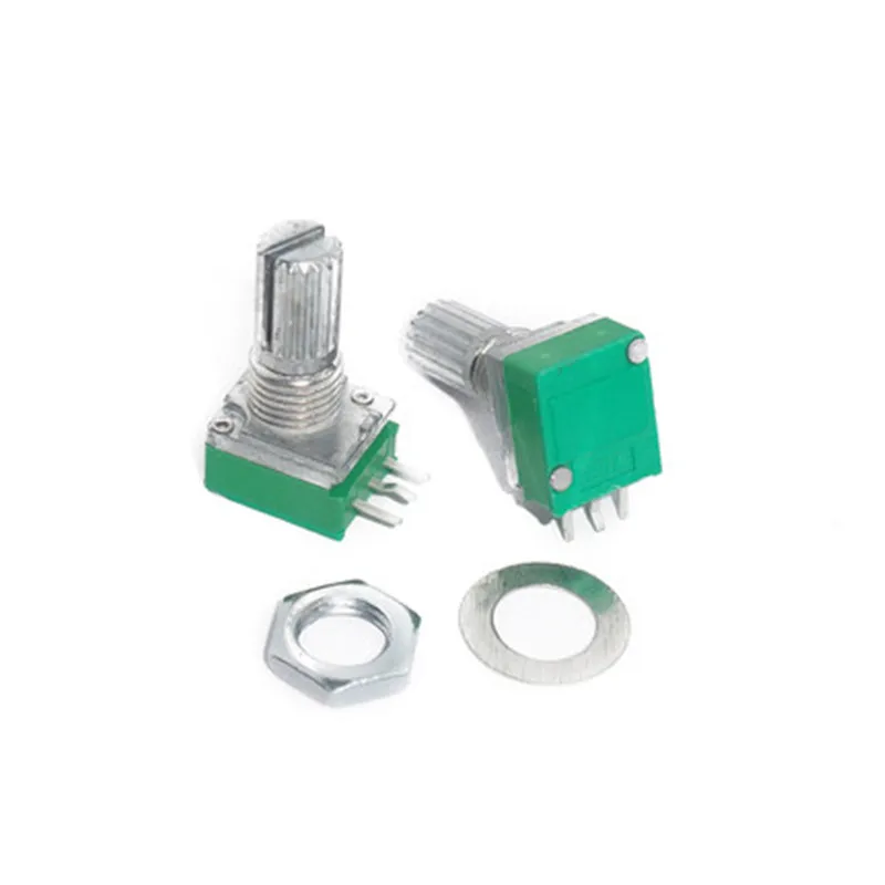 Color: B20K 10pcs Audio Amplifier Sealed Potentiometer 15mm Shaft 3pins RK097N B5K B10K B20K B50K B100K