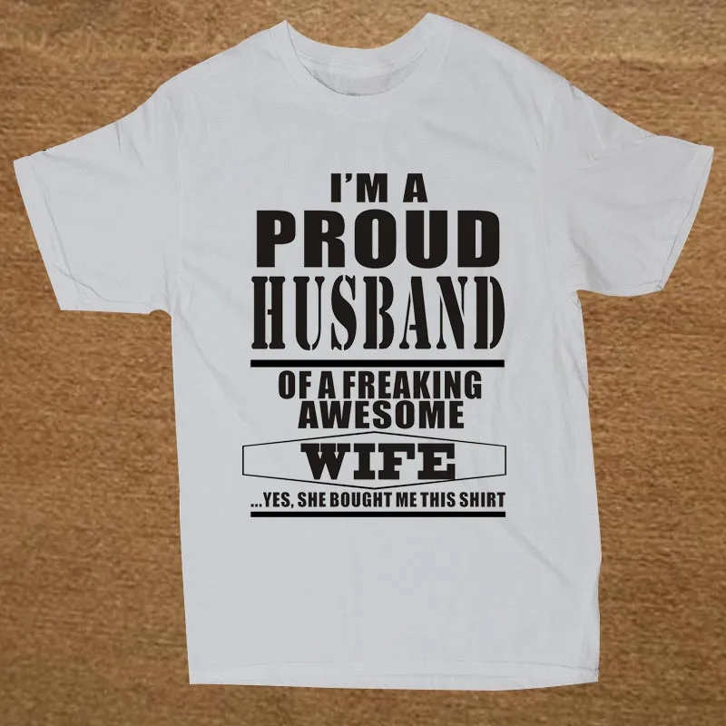 Новинка, футболка с надписью «Proud Man Of A Black Awesome Wife GIFT», Мужская забавная футболка, Мужская одежда, футболка с коротким рукавом