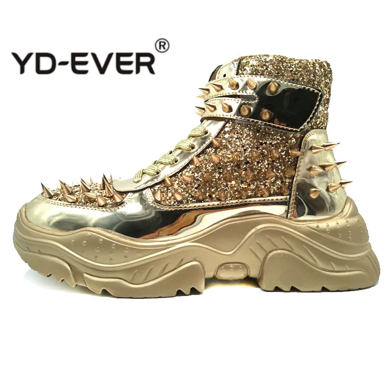 

Men Shoes High-Top Fashion Spike Sneakers Shoes Outdoors Flats Casuals Shoes Chaussure Homme 34D50