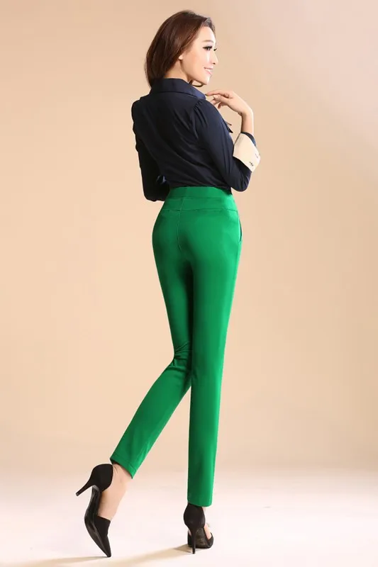 Новое поступление, женские брюки размера плюс, женские брюки-карандаш с высокой талией, черные, синие, бежевые, повседневные брюки с высокой талией, обтягивающие длинные штаны