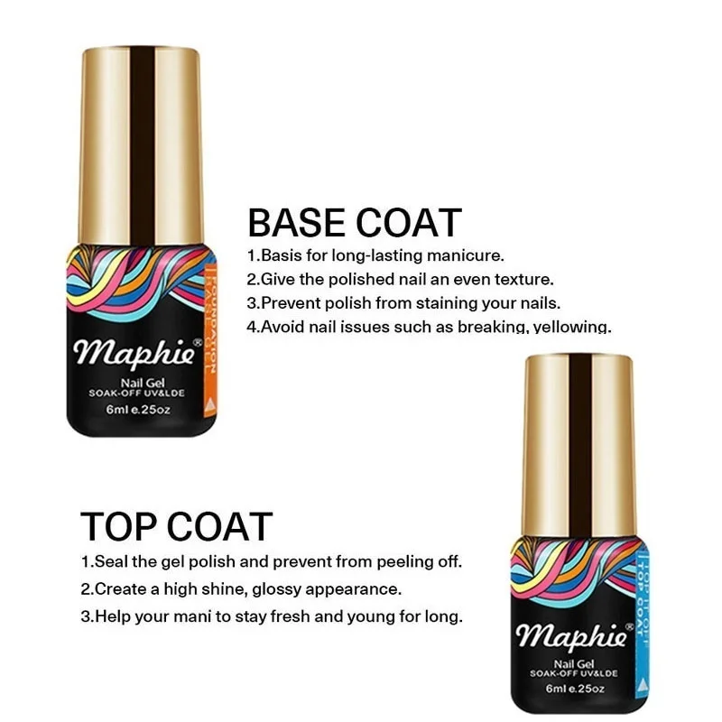 Maphie 8 шт/набор гель-лаков для ногтей с пилками для ногтей Блестящий УФ-лак для ногтей замачиваемый УФ-светодиодный Гель-лак для ногтей базовый комплект верхней одежды