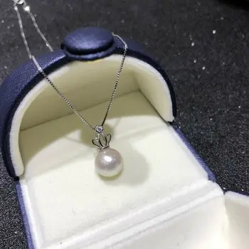 

elegant 11mm south sea white round pearl necklace pendant silver 18inch