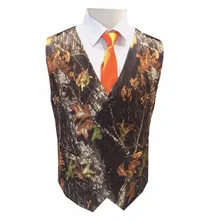 mossy oak camouflage man vests with tie for prom  men camo formal vest free shipping