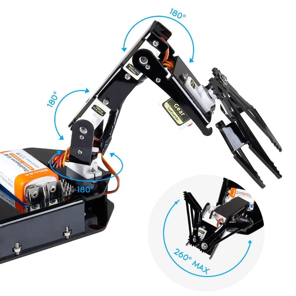 SunFounder DIY 4 оси Servo Управление Роботизированная рука от китайского производителя комплект Rollarm для Arduino