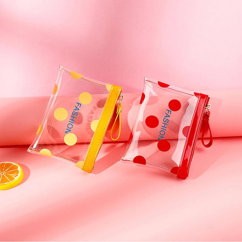

Sweet Pvc Jelly Womens Wallet Lady Fashion Dot Clear Coin Purse For Teen Girls Simple Transparent Small Clip Wallets Cute Clutch