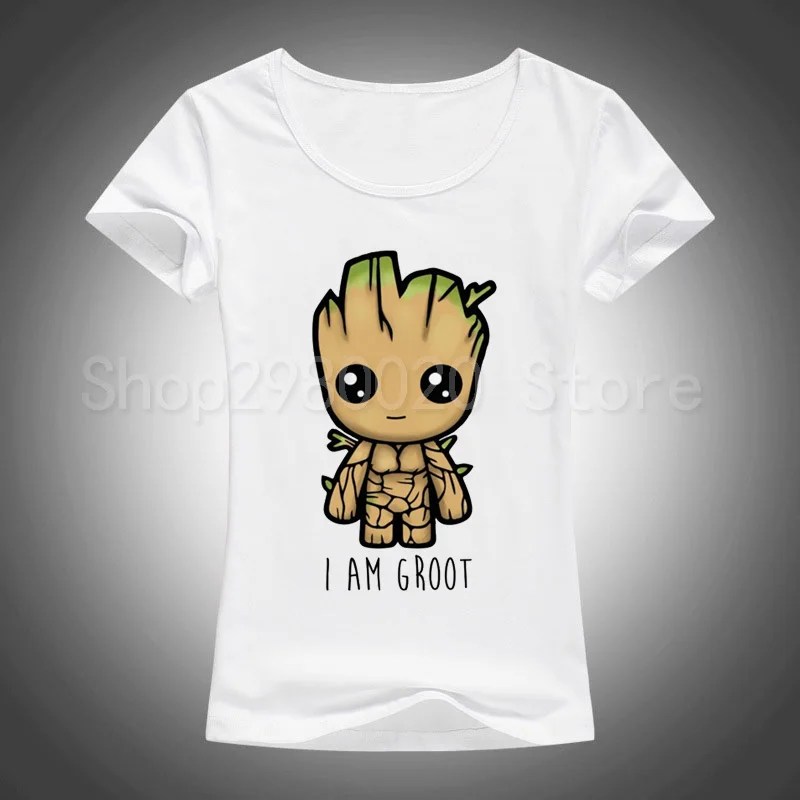 

Newest Guardians of the Galaxy 2 Women t-shirt Anime baby pop groot Summer funny I AM GROOT T Shirt Female Cool Tops