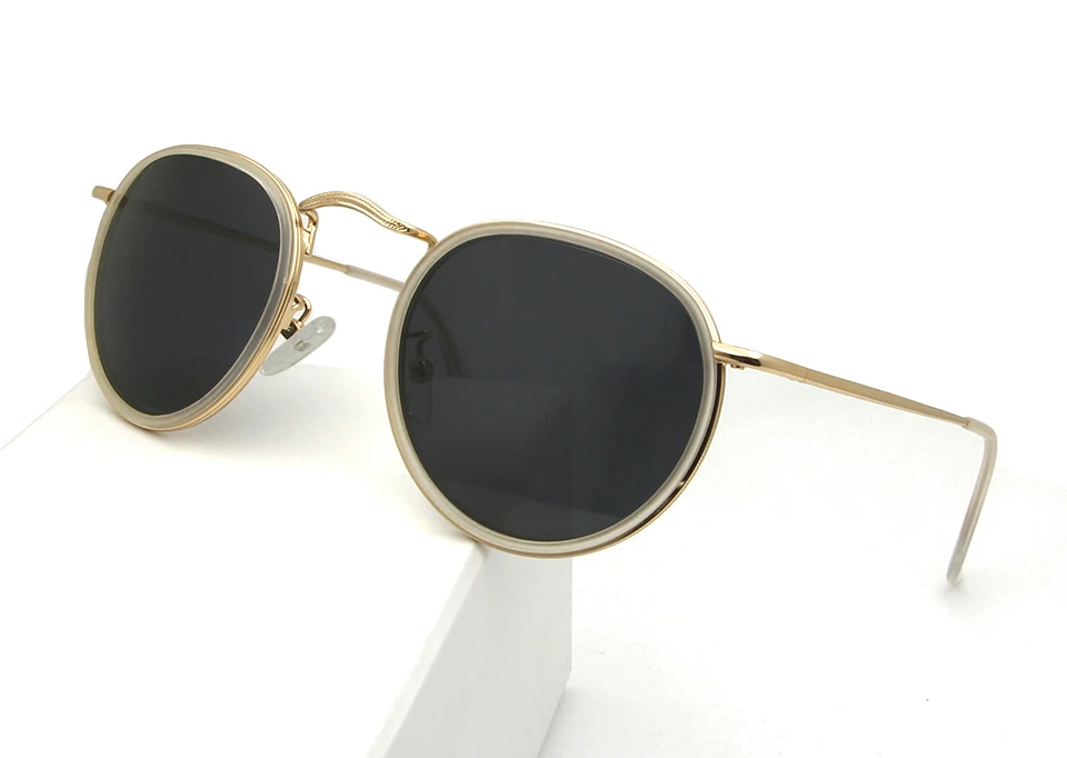 Брендовые дизайнерские круглые солнцезащитные очки, женские поляризованные солнцезащитные очки для мужчин, Ретро стиль, средние оттенки, Gafas De Sol Masculino - Цвет линз: round glasses clear