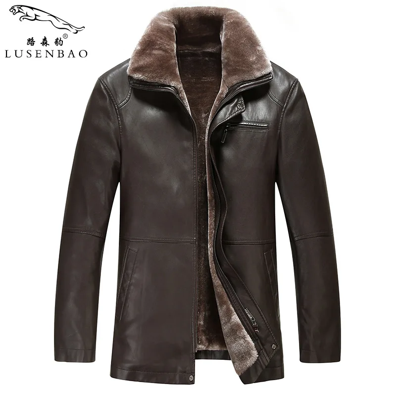Winter artificial leathe Jacket Men Sheepskin Coats Cotton