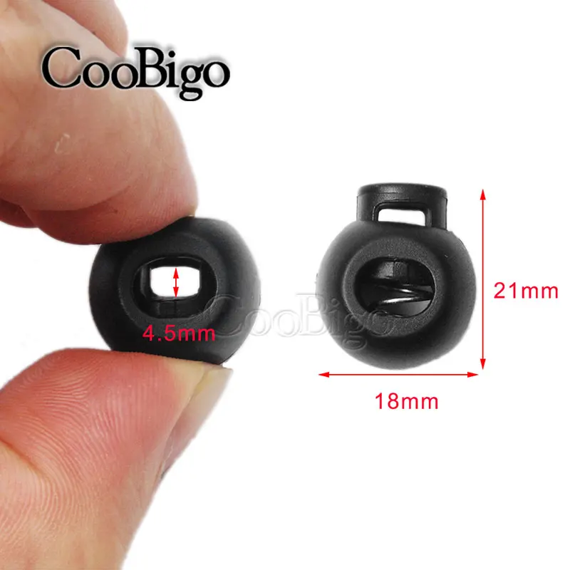 

20pcs Black Plastic Ball Round Spring Stop Cord Lock Ends Toggle Stopper Clip For Sportswear Clothing Shoes Rope DIY Craft Parts