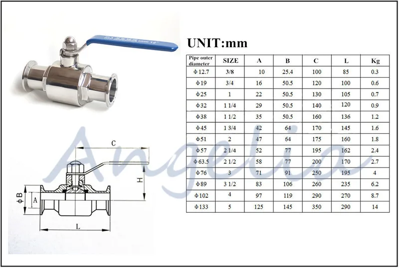 DC12V 1.5/" Stainless Steel 304 Tri Clamp Sanitary Motorized Ball Valve