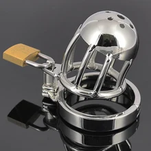 small short Stainless steel chastity cage metal male device bondage belt sex toy