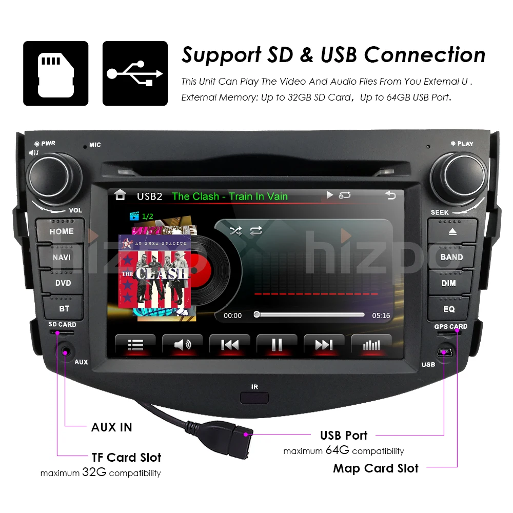 Cheap 2 Din Car Multimedia Player Car DVD Player Radio Stereo For Toyota RAV4 2006-2011 GPS Navigation SWC DAB+Mirror Link moto PC Cam 4