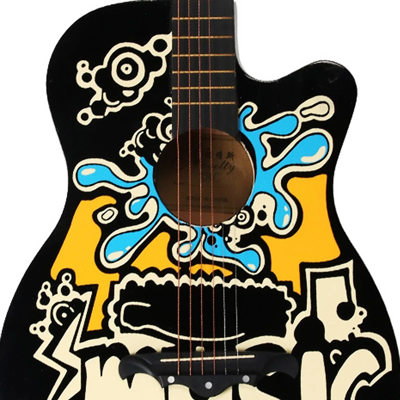 38 inch Folk Guitar Color Painted Graffiti Basswood 6 Strings Guitarra Unisex Beginner Home-schooling Musical Instruments AGT63