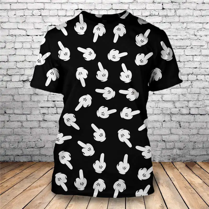 

2019 Summer Hot Customize Design Tees Middle Finger 3D Printed Men's Tops Unique Clothing Short Sleeve T-shirt Drop Shipping