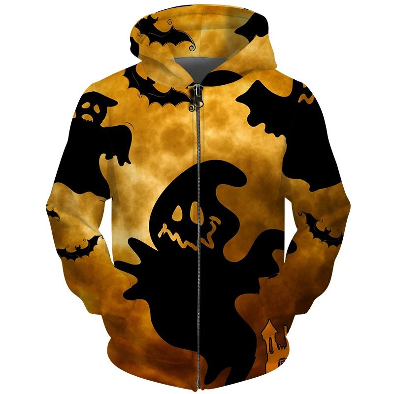 Cloudstyle Halloween Zip Up Hoodies Male 2018 Winter Clothes 3D Printed