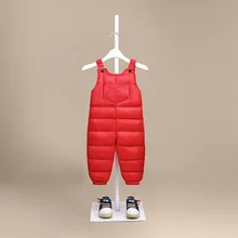 Теплые детский комбинезон без рукавов подпушка малыша комбинезоны для девочек Зимний комбинезон Дети нагрудник брюки детски