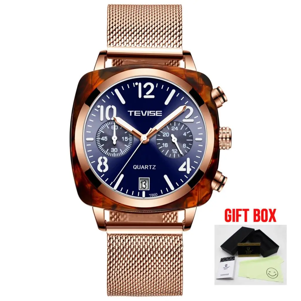Tevise механические часы для мужчин Relogio Automatico Masculino мужские часы Бизнес водонепроницаемые наручные часы Мужские часы Montre Homme - Цвет: alloy blue