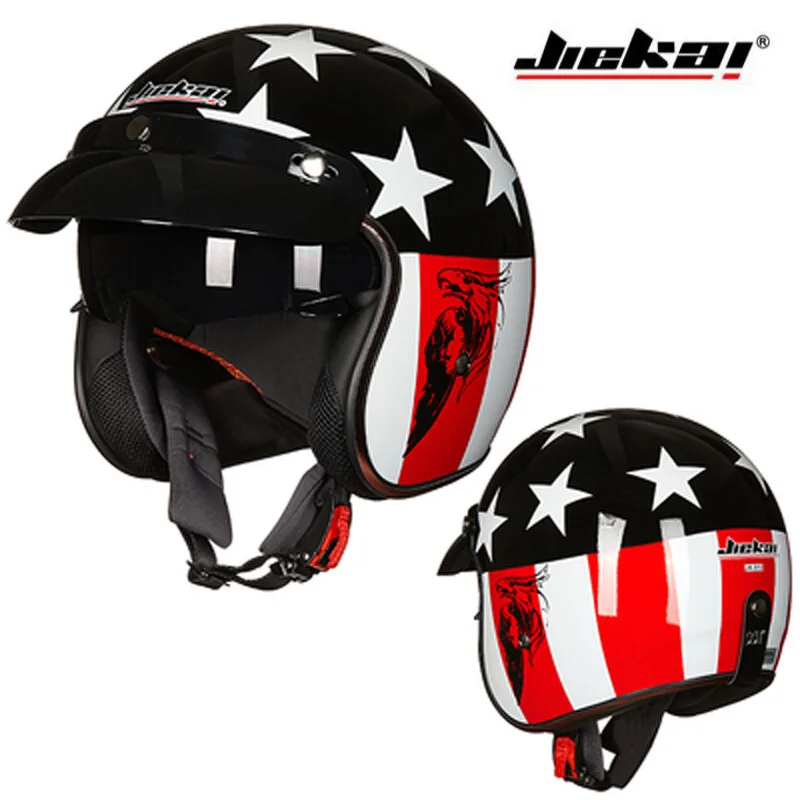 

2019 New Man and Women Universal JIEKAI Retro Motorcycle Helmet Motocross Motorbike Helmets made of ABS with Built-in lens