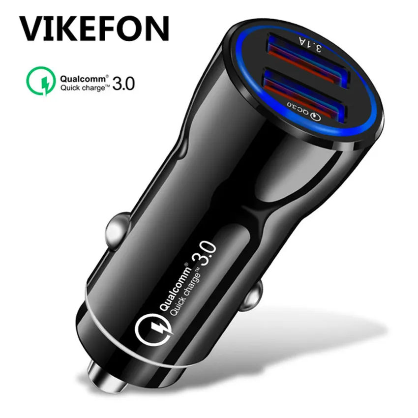 VIKEFON Mini USB Автомобильное зарядное устройство Быстрая зарядка 3,0+ 3.1A быстрое автомобильное зарядное устройство для мобильного телефона планшет gps и т. д. двойное USB Автомобильное зарядное устройство для телефона