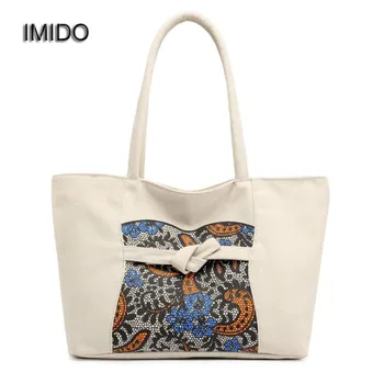 

IMIDO Europe Luxury Women Handbags Printing Canvas Shoulder Bag Brand Designer Casual Day Clutch Bags Blue bolsa feminina HDG108