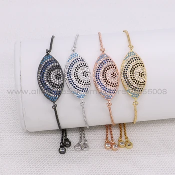 

High quality eye pendant bracelet rainbow colors Miro pave CZ charms Bracelet Gems jewelry for women 1623