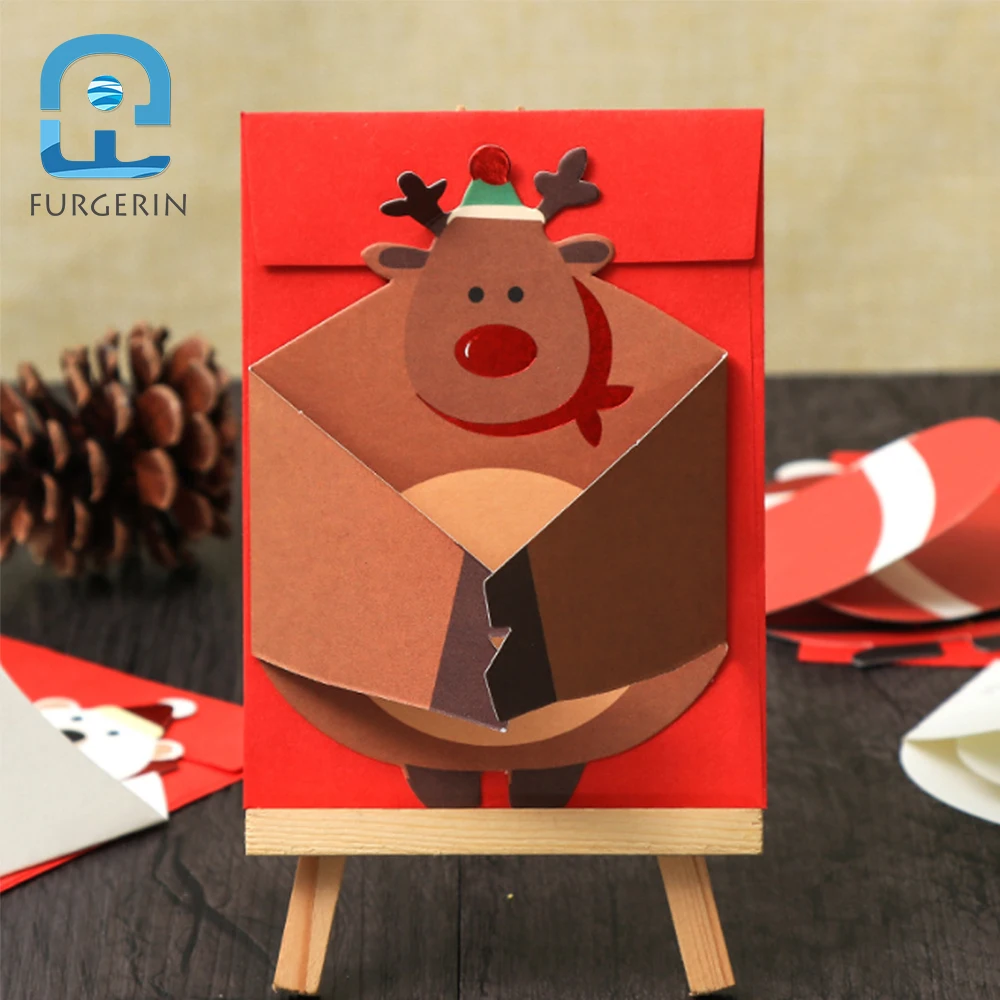  FURGERIN Christmas Cards with Envelope 3d Greeting Card Postcard christmas party invitation card gi - 32916798847