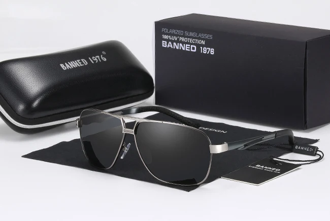 Настоящие высококачественные мужские HD поляризованные металлические солнцезащитные очки, модные солнцезащитные очки для вождения, мужские очки с оригинальной коробкой - Цвет линз: gun
