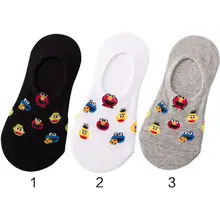 Harajuku женские невидимые короткие носки-лодочки милые аниме из мультфильмов фигурки жаккардовые мульти силиконовые полосы противоскользящие хлопковые чулки