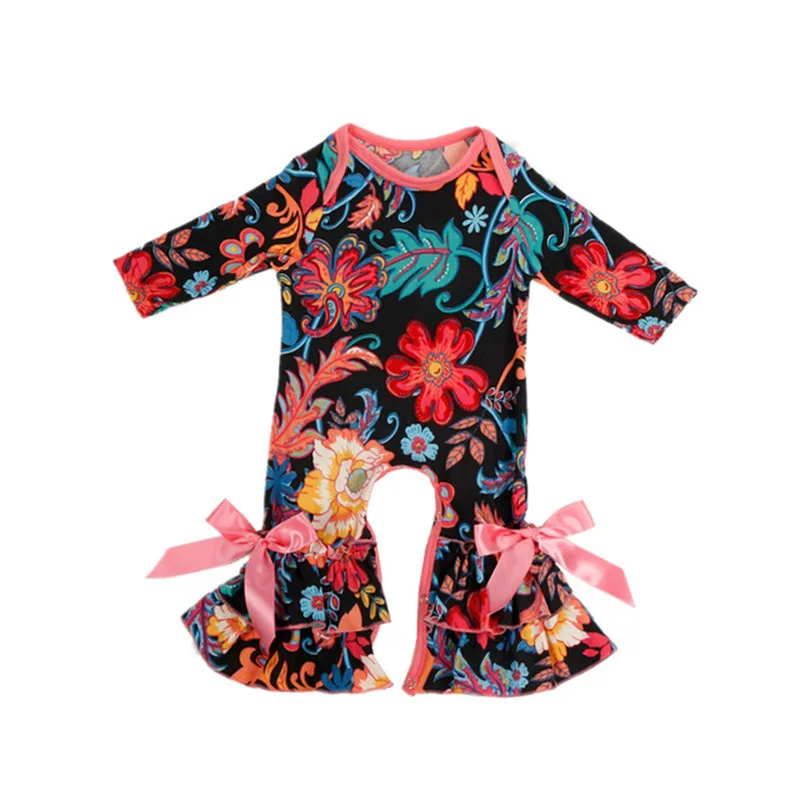 New Vintage floral Newborn baby romper Baby Girl Long Sleeve jumpsuit