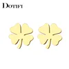 DOTIFI Stainless Steel Stud Earring For Women Man Clover Gold And Silver Color Lover's Engagement Jewelry Drop Shipping ► Photo 2/6