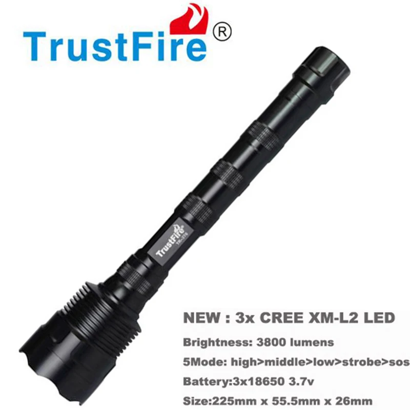 Trustfire 3L2 3800 люмен фонарик 3X* XM-L2 5 Режим светодиодный фонарь может использовать 2x18650/3x18650 фонарь