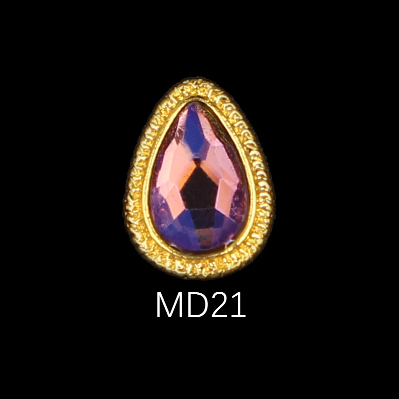 Korea Trend Nail Jewelry Style 10/30pcs Latest Metal Bezel Water Drop Stone Design 3D Nail Art Alloy Jewelry - Цвет: MD21