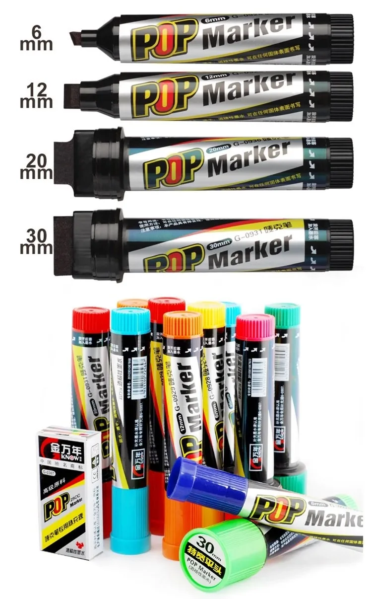 12 Цветов/коробка красочные 12mm-flat-tip Книги по искусству маркер для рекламы и плакат и канцелярских товаров