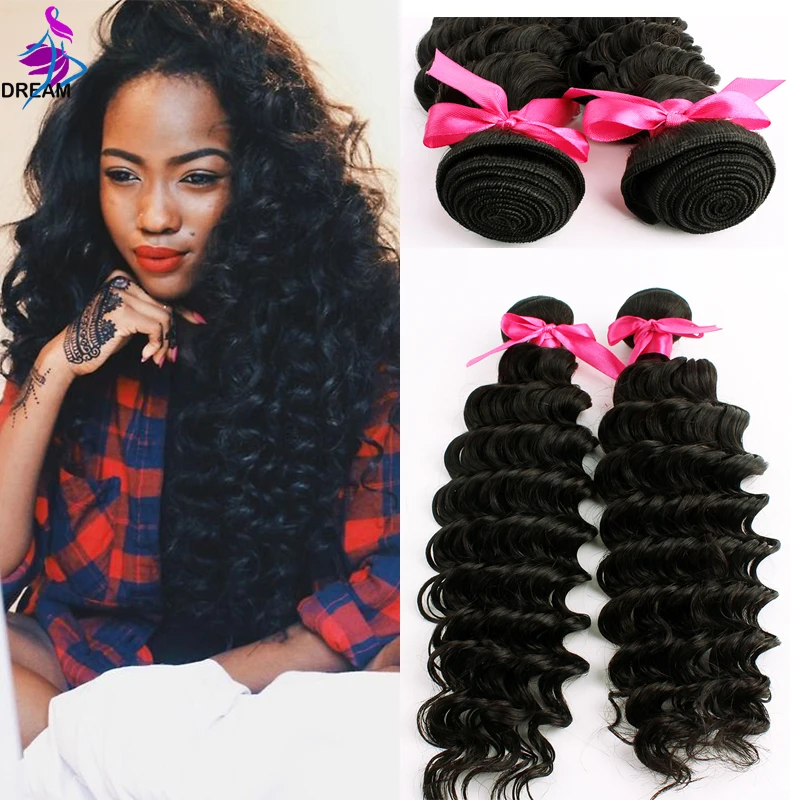 

7A Malaysian Curly Hair 2 Bundles 100% Human Hair Curly Weave Dyeable Natural Black Malaysian Deep Curly Virgin Hair Bundles