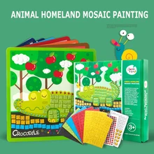 Мультяшные наклейки с животными игрушка-головоломка Новые Детские мозаика алмазов картина креативный ручной Костюм Игрушка Дети мультфильм образовательная игрушка