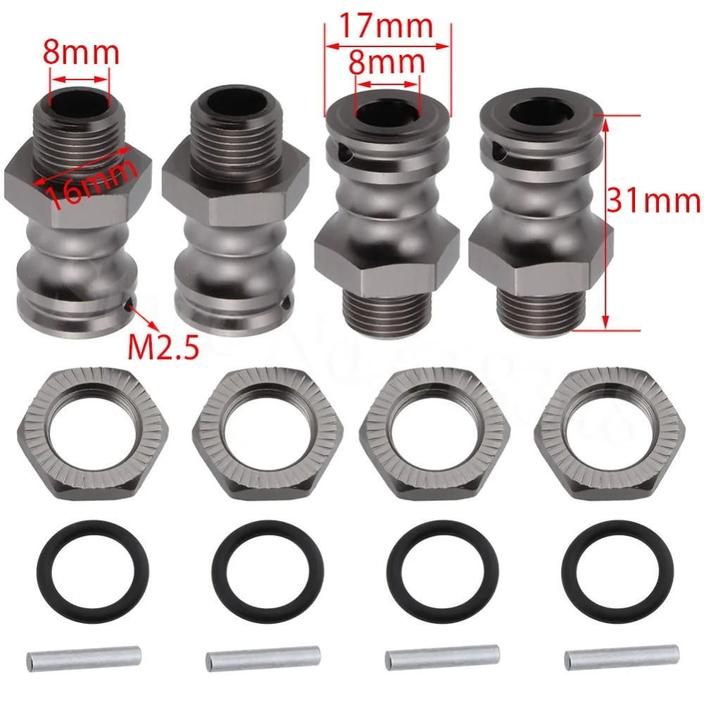 

5Set/Lot Aluminum 17mm Hex 23mm Wheel Extension Adapter Drive Hub For 1/8 Scale RC Off Road Truck Truggy Buggy Upgrade Parts