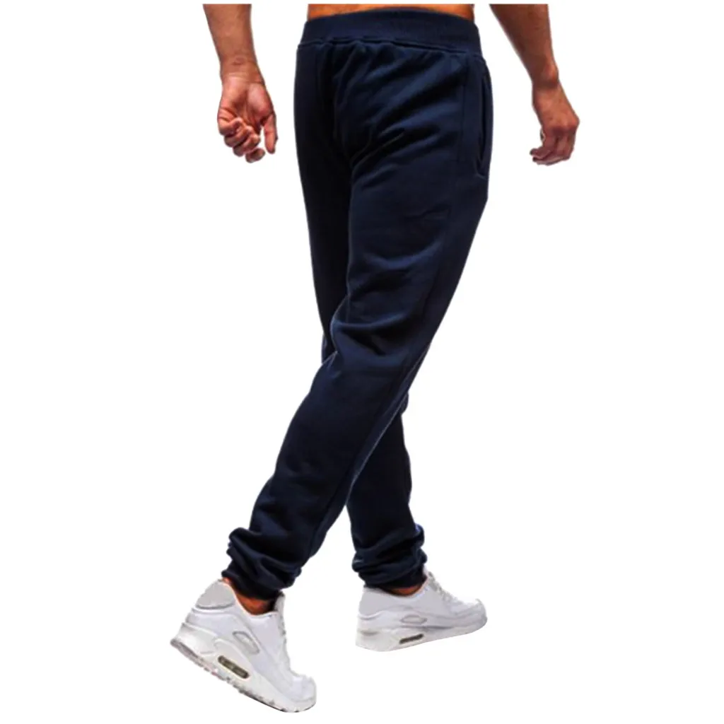 Sweatpants الرجال السراويل الأزياء ركض لون نقي عارضة جيب الرياضة العمل عارضة بنطلون السراويل السراويل الترنك