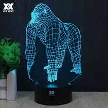 Шимпанзе 3D лампа King Kong Дистанционное управление ночник декоративный настольная лампа USB 7 цветов Изменение ребенка подарок Хуэй Юань Марка