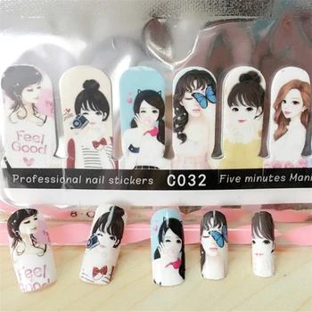 

2 packs Full cover adhesive Sticker 3D Nail Art Decorations Stickers sweet girl Decal Beauty Manicure tools Nails Accessoires