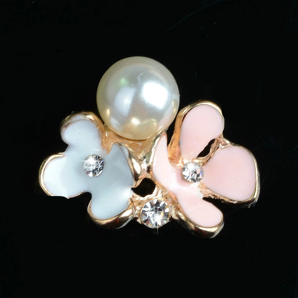10X Pearl Flowers Buttons Flatback Embellishment for Wedding Bouquet Making Card Dress Decor DIY Headband Hair Bow Accessories