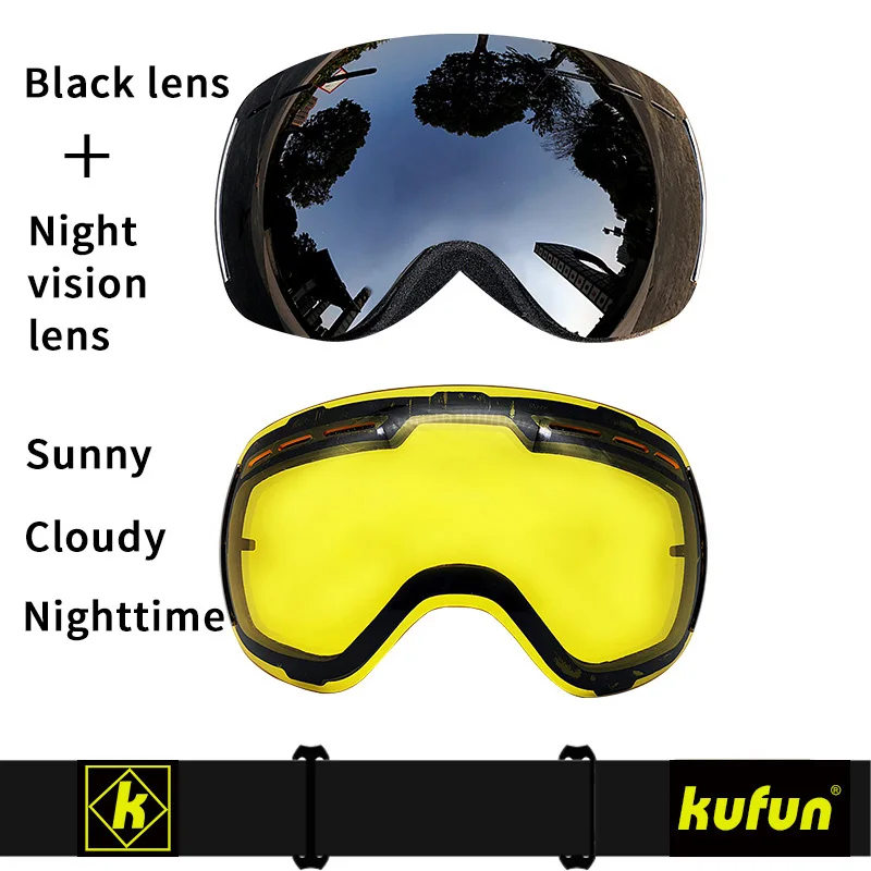 Брендовые лыжные очки двухслойные UV400 Анти-туман большой Лыжная маска очки на лыжах мужские и женские зимние очки для катания на сноуборде Горнолыжные очки сноуборд доска лыжные очки сноуборд доска маска для сноуборд - Цвет: Goggles and  lens G