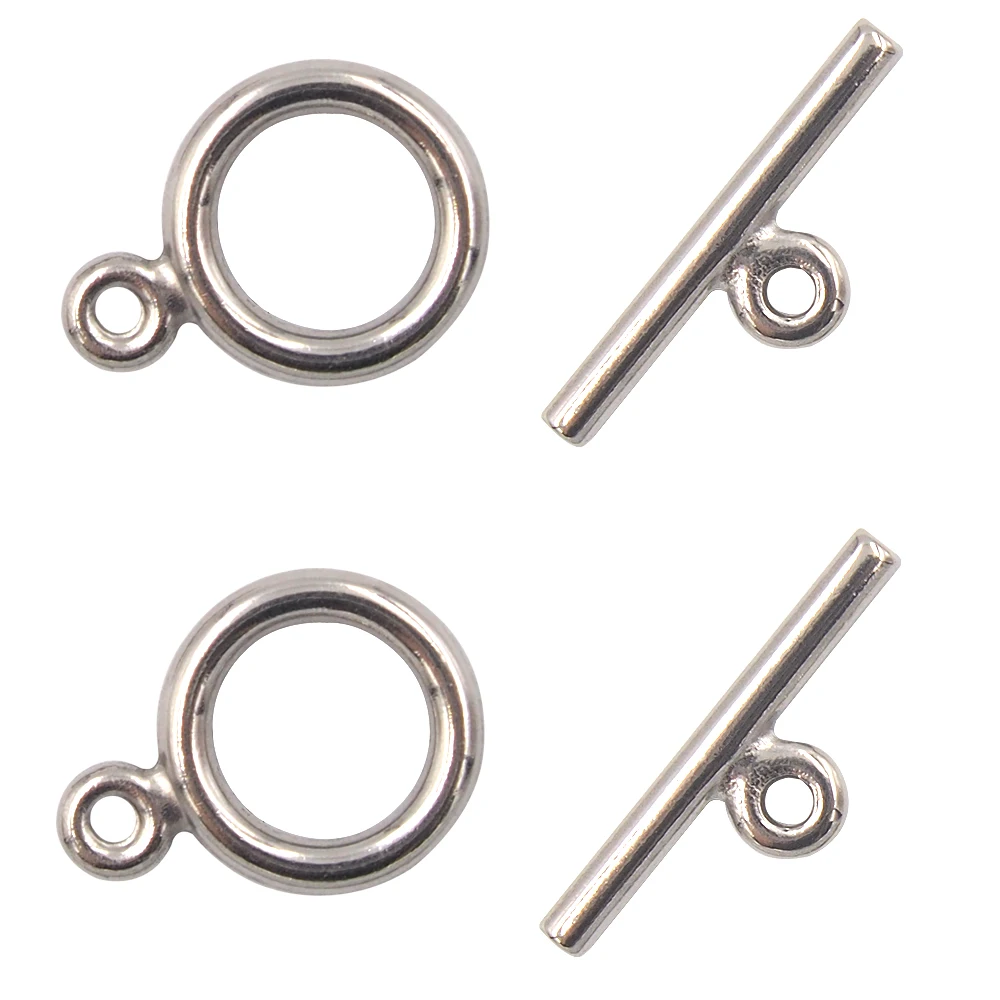 

10 Sets 304 Stainless Steel Metal Bar & Ring Toggle Clasps for Jewelry Making DIY Findings Accessories, 2.4x21.5, 2.4x13.6mm