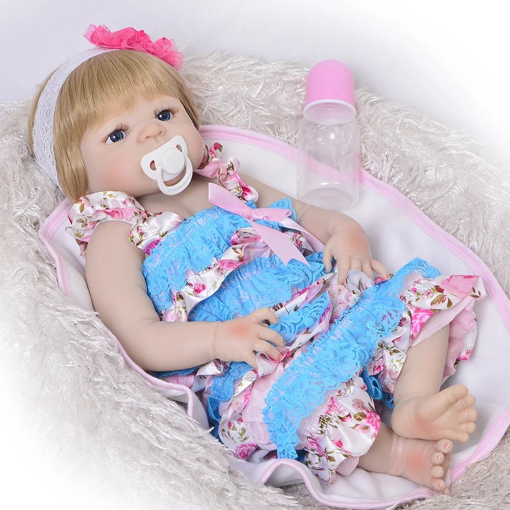 Lovely Reborn Dolls Lifelike Ethnic Newborn Baby Girl Doll Full Silicone Vinyl Body Can